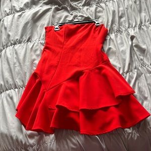 Hello molly strapless ruffle red dress